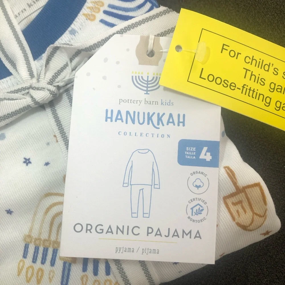 Pottery Barn Hanukkah Organic Cotton Pajama Set size 4